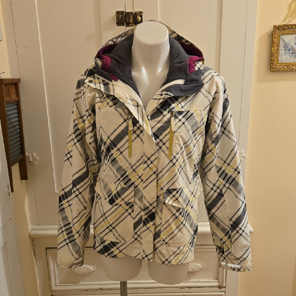 Columbia white, gray and yellow 3 In 1 jacket girls Sz 14/16